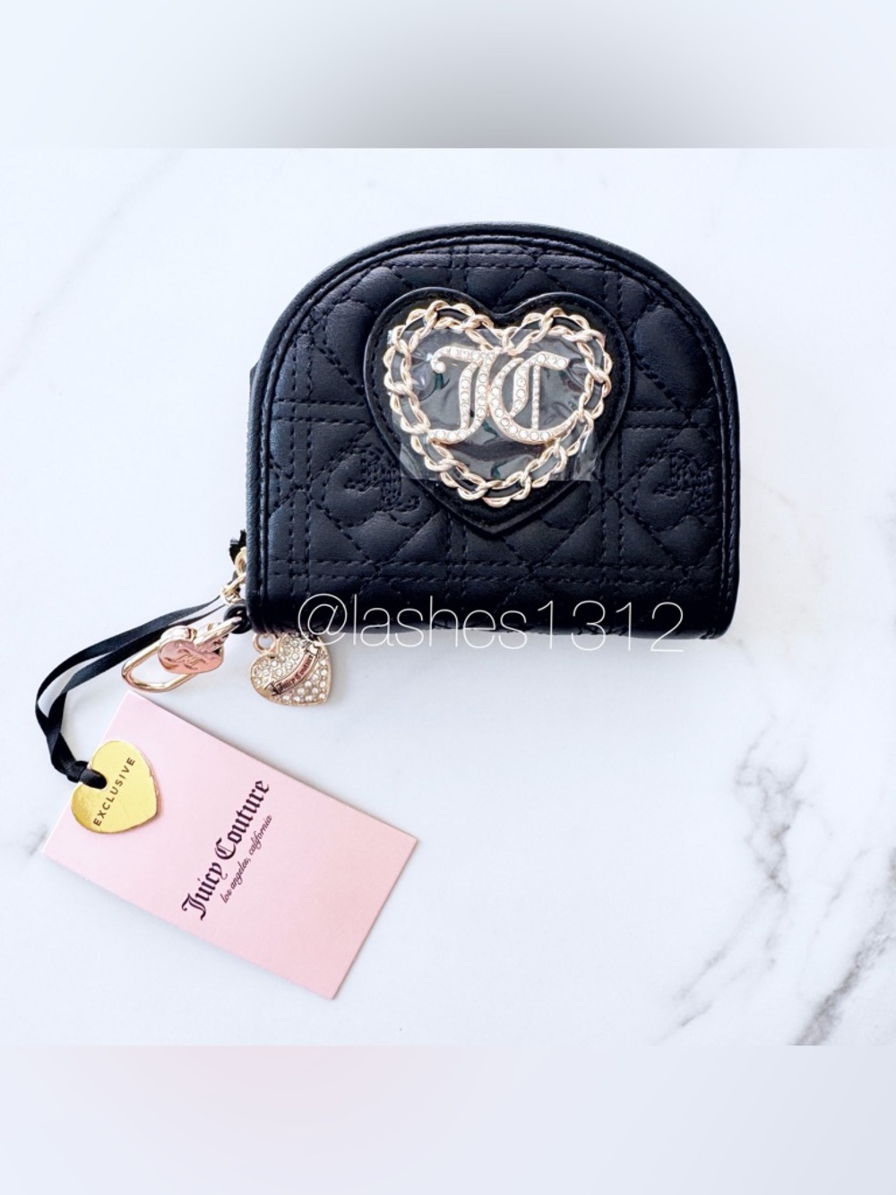 JUICY COUTURE Wallet Unchain My Heart Half Moon Zip Around - Black